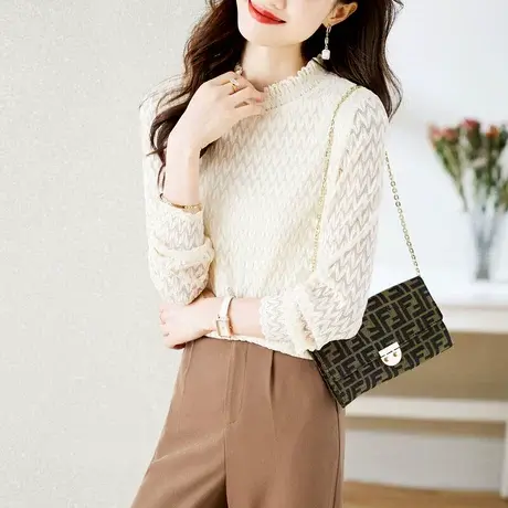 时尚气质打底套头针织衫2022年秋季新款淑女温柔修身显瘦通勤上衣商品大图