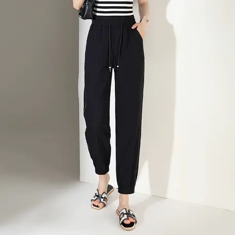 夏季薄款速干裤女休闲裤2023新款小个子显瘦百搭九分束脚裤运动裤商品大图