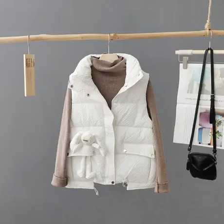 口袋带小兔子的洋气棉马甲女款两件套爆款羽绒马夹短款秋冬季外套商品大图
