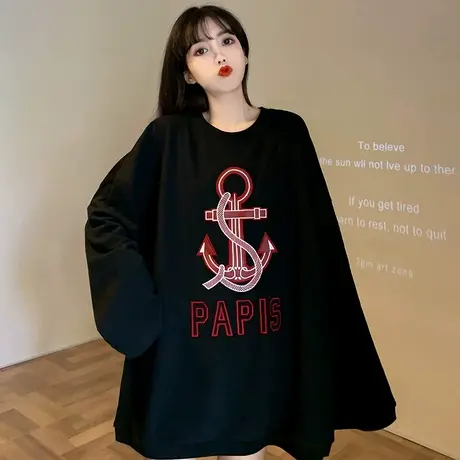 美式卫衣女设计感小众宽松韩版ins超火上衣春秋薄款oversize外套商品大图