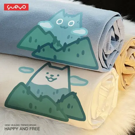 悦游 小山猫雪山狗 短袖T恤潮流旅行纯棉情侣装卡通趣味商品大图