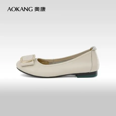 奥康女鞋 2023春秋季真皮金属装饰低跟舒适浅口单鞋一脚蹬女鞋商品大图