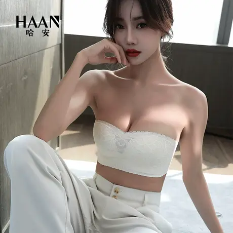 防走光无肩带抹胸内衣女小胸聚拢防滑加厚文胸隐形婚纱裹胸罩薄款图片