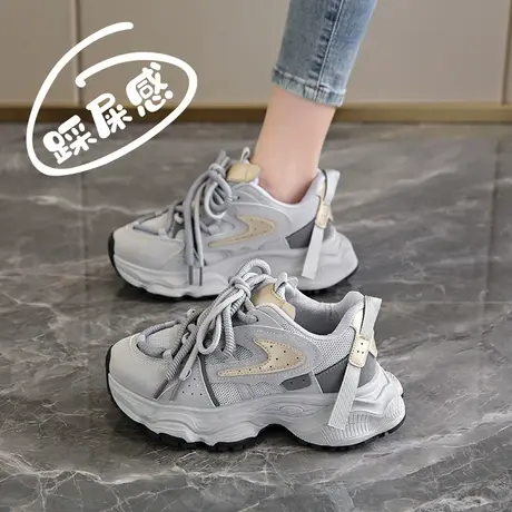 高级感灰色老爹鞋女2024春季新款小众设计运动鞋网红炸街厚底潮鞋图片