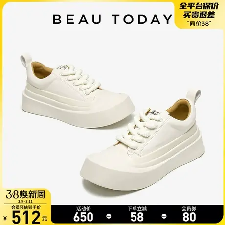 BeauToday厚底板鞋2024新款BT平底单鞋小白鞋女美式小众休闲鞋商品大图