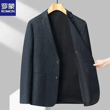 罗蒙2024新款春秋休闲西装男外套中青年韩版修身单件上衣西服外套图片