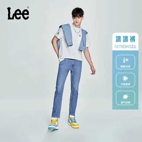 Lee商场同款726标准中腰直脚凉感浅蓝色男牛仔凉凉裤LMB100726-81图片