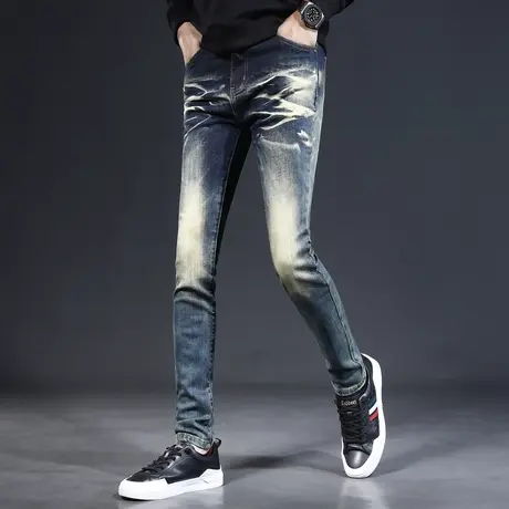 欧版高端复古牛仔裤男2023新款爆款修身小脚水洗时尚潮牌男装裤子商品大图