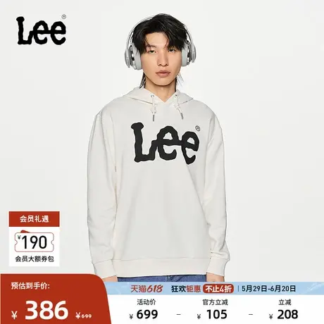 Lee商场同款经典色舒适版型logo男连帽长袖卫衣休闲潮流LMT00677图片