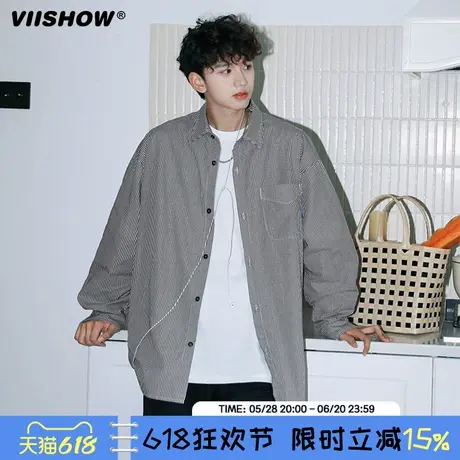 VIISHOW长袖衬衫男2024春秋新款青少年休闲男士秋装上衣外套男图片