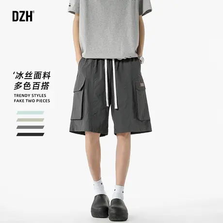 男士休闲冰丝工装短裤男夏季新款薄款运动中裤宽松美式五分裤男款商品大图