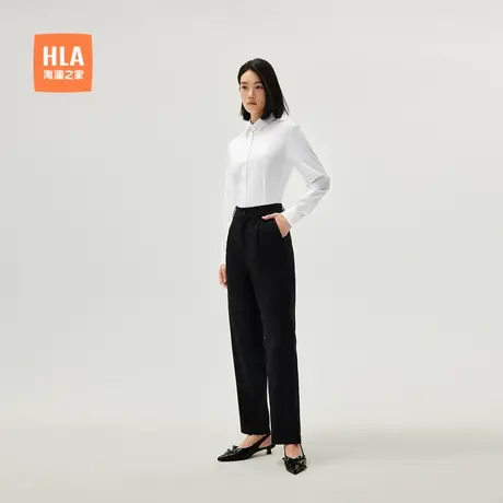 HLA/海澜之家商务知性长袖衬衫25春季新纯色弹力翻领优雅衬衣女装商品大图