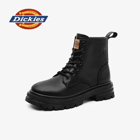 Dickies马丁靴女2024年冬季新款时装靴防滑厚底皮靴黑色软底短靴商品大图