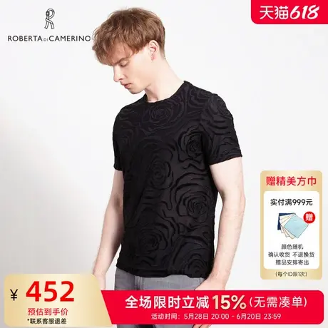 [时尚印花]ROBERTA诺贝达男装男士短袖T恤夏季新款圆领休闲T恤男商品大图