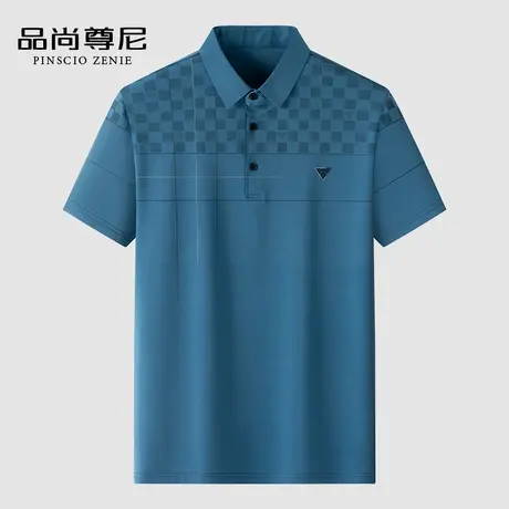 【凉感冰丝】爸爸短袖T恤弹力透气休闲宽松男士POLO衫中老年夏装商品大图