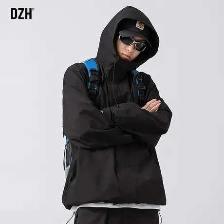 男士黑色防风冲锋衣男外套春秋款男装2023新款连帽夹克秋季登山服商品大图