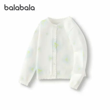 【商场同款】巴拉巴拉童装女童毛衫蝴蝶结提花开衫2025春新款开衫图片