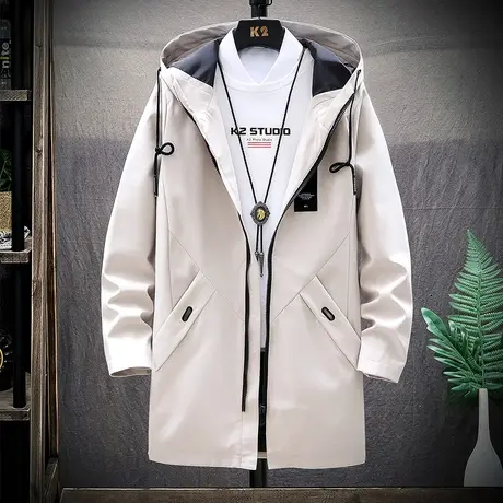 2023春秋季新款男士外套韩版潮流中长款风衣学生工装帅气夹克男装商品大图