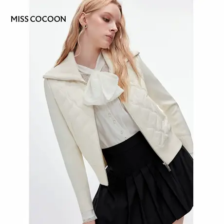 MISSCOCOON可可尼短外套女2025冬季新款轻薄针织拼接鸭绒羽绒服商品大图