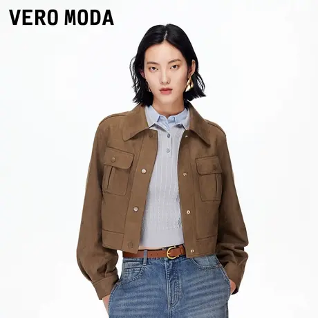 Vero Moda夹克女2025秋季新款翻领按扣复古大气短款外套325317046商品大图