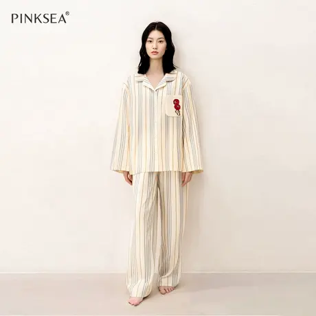 睡衣女款高级感2025新款A类柔软纯棉长袖长裤春秋宽松家居服套装商品大图
