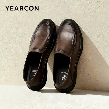 意尔康男鞋2026春季真皮商务休闲皮鞋男士一脚蹬软底单鞋爸爸鞋商品大图