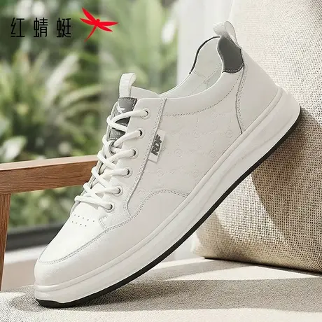 红蜻蜓男鞋2026春季新款厚底时尚系带户外旅游休闲风板鞋皮鞋男款图片