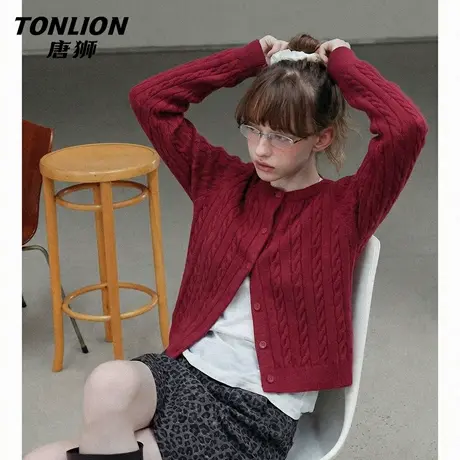 唐狮官方针织衫外套女2026新款春季新年毛衣慵懒高级感新年战袍VC图片
