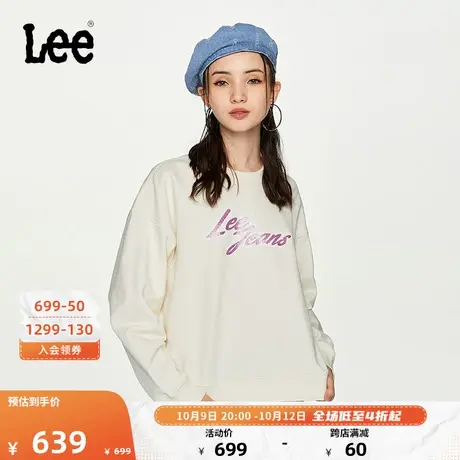 Lee商场同款23秋冬新品舒适版Y2K印花乳白色女卫衣潮LWT006660201图片