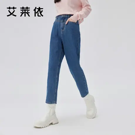 艾莱依牛仔裤2022年女新款秋季直筒显瘦设计感时尚纯棉爆款裤子潮商品大图