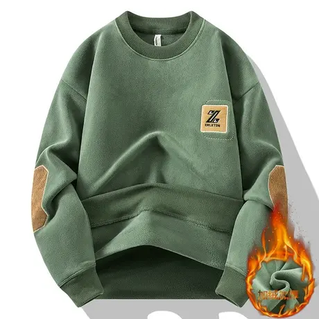 圆领摇粒绒毛衣男士秋冬2023新款潮流帅气休闲时尚一体绒加厚上衣商品大图