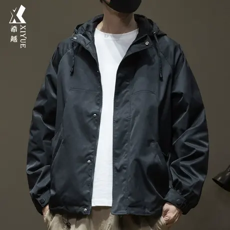 2023新款户外登山连帽冲锋衣男秋冬潮牌工装男士宽松大码外套夹克商品大图