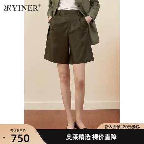 YINER音儿女装秋季新款短款宽松绵羊皮休闲裤商品大图