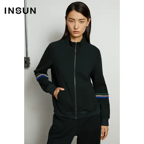 恩裳奥莱冬季休闲撞色织带装饰针织短外套商品大图