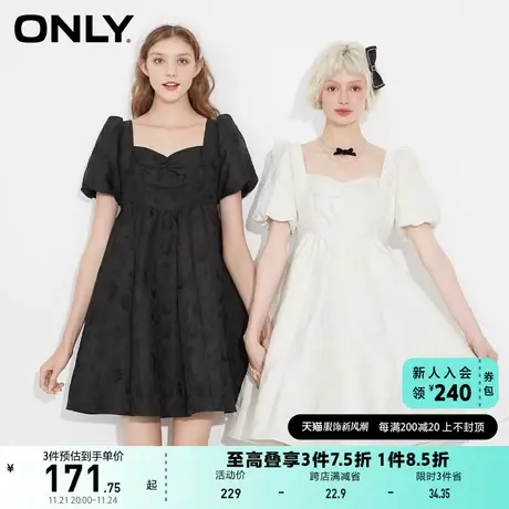 ONLY奥莱夏季收腰显瘦泡泡袖印花短款连衣裙女图片