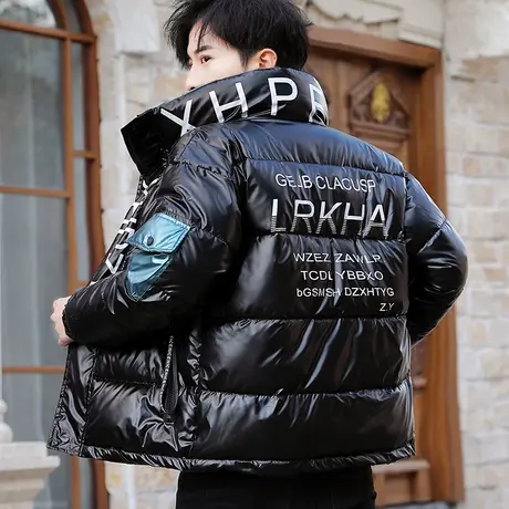冬季新款亮面棉衣男士连帽韩版加厚青年羽绒棉服袄子保暖外套男潮商品大图