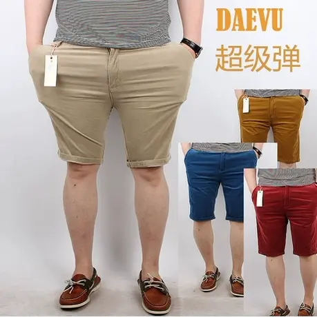 新款高弹薄灯芯绒时尚韩版特大号加肥加大码男士休闲短裤商品大图