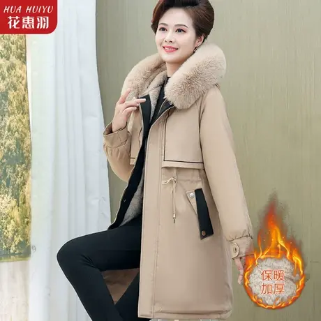 妈妈冬装派克服加绒外套时尚棉袄2022新款50岁中老年女装加厚棉衣商品大图