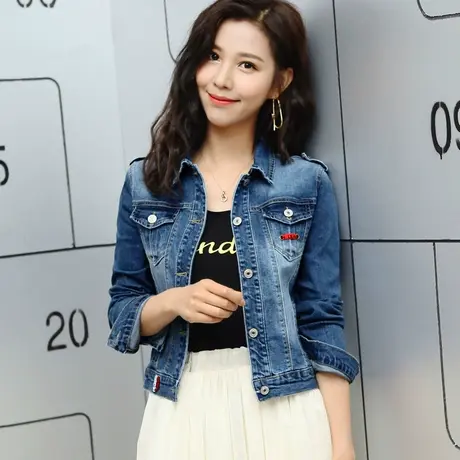 牛仔外套女短款修身韩版潮显瘦学生长袖春秋牛仔服上衣弹力时尚92图片