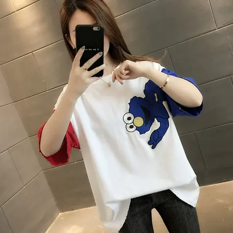 女装2024年新款春季春装纯棉短袖T恤宽松上衣服设计感打底衫爆款商品大图