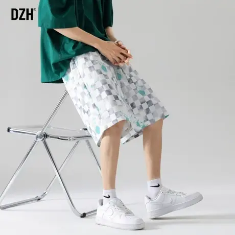 男生夏季格子裤男短裤夏季宽松五分裤男裤2023新款运动裤薄款中裤商品大图