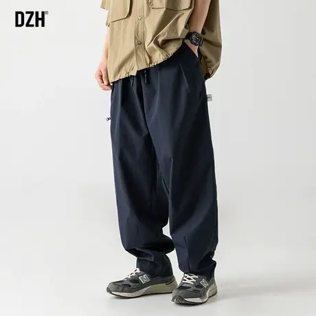 男生藏青色直筒裤垂感高级感休闲长裤秋季裤子男款美式高街伞兵裤商品大图