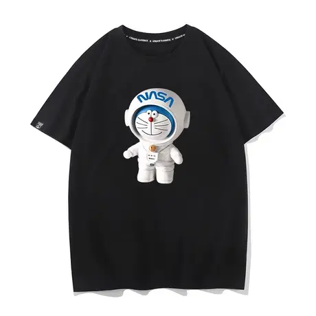 秀洛NASA联名宇航员纯棉短袖T恤夏季ins纯棉半袖打底衫宽松体恤衫商品大图