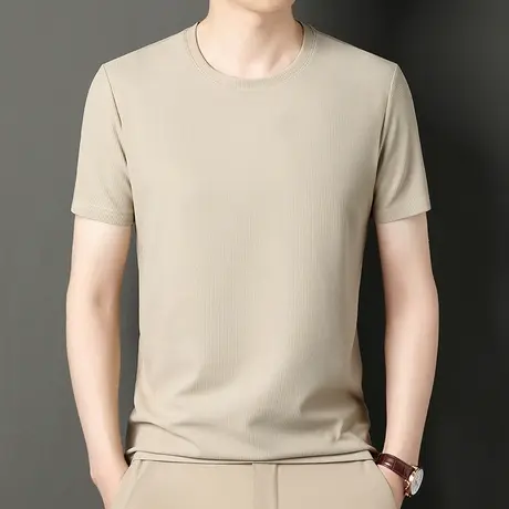 男士夏季薄款冰丝短袖衬衫寸衫商务休闲男免烫抗皱高级感半袖衬衣商品大图