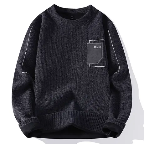 雪尼尔加绒加厚毛衣男士针织打底衫一体绒保暖冬季半高领纯色线衫商品大图