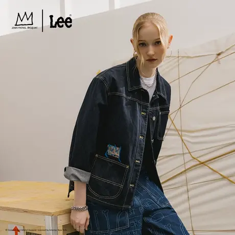 【Basquiat联名】Lee24早春新品舒适版清水洗女牛仔夹克外套潮流图片
