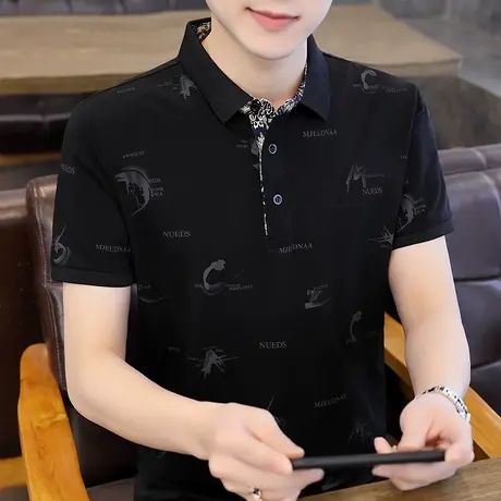 2021新款夏季男士polo衫翻领半袖t恤潮流男装时尚休闲短袖打底衫商品大图