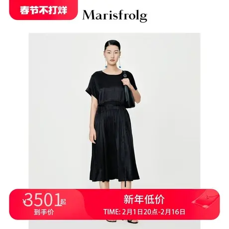 【真丝小黑裙】玛丝菲尔茶歇裙夏季新款蝙蝠袖真丝收腰a字连衣裙图片