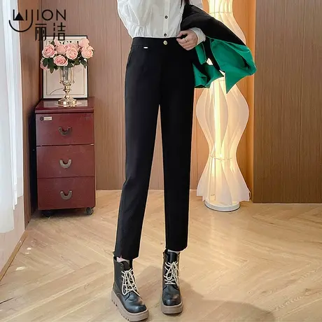 2024新款黑色直筒西装裤女春秋垂感大码九分小个子职业休闲烟管裤图片