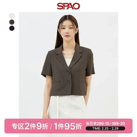 SPAO韩国同款女士夹克春季短款女式短袖西装外套SPJKD37W11商品大图
